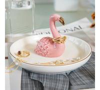 TOPSKINOY Flamingo Ring Holder Dish, Ceramic Jewelry Tray Trinket Dish for Necklace Keychain Organizer, Cute Funny Birthday Wedding Mothers Day Gift for Women Friends Girls