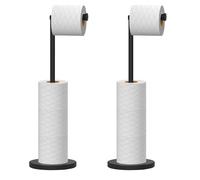 Topsky 2 Pack Free Standing Toilet Roll Holder, Stainless Steel Anti Rust Toilet Paper Holder for 4-5 Jumbo Rolls, Toilet Roll Stand for Bathroom Living Room Kitchen etc (Black, 2Pack)