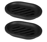 Topsky 2 Pack Plastic Soap Dish, Soap Holder Black