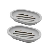 Topsky 2 Pack Plastic Soap Dish, Soap Holder Grey
