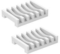 Topsky 2-pack Silicone Soap Dish with Self-emptying Drainage Soap Holder for Kitchen Shower Room Bathroom (White)