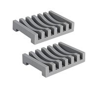 Topsky 2-pack Silicone Soap Dish with Self-emptying Drainage Soap Holder for Kitchen Shower Room Bathroom (Grey)