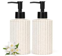 Topsky 2-Pack Soap Dispenser Set, 300ml Refillable Liquid Hand Wash & Lotion Dispenser with Black Pump, Durable & Leak-Proof for Elegant Kitchen, Bathroom, Laundry Room Countertops (Straw Yellow)