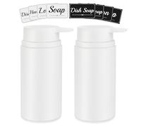 Topsky 2 Pack Soap Dispenser with Plastic Pump, 480ml Liquid Hand Soap Dispenser, Rustproof Pump for Kitchen & Bathroom, Great for Lotions, Essential Oil, Liquid Soaps (White, with 8 Stickers)