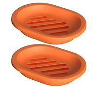 Topsky 2 Pcs Soap Dish Soap Holder with Drain for Shower, Double Layer Plastic Drainage Box for Bathroom - Orange