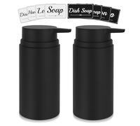 Topsky Black Plastic Soap Dispenser with Rustproof Pump, 480ml 2 Pack | Liquid Hand Soap Dispenser with 8 Stickers for Kitchen & Bathroom, Great for Lotions, Essential Oil, Liquid Hand Soaps
