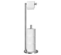 Topsky Free Standing Bathroom Extra Toilet Paper Holder Stand for 3-4 Jumbo Rolls, Stainless Steel Rustproof Spare Tissue Paper Roll Dispenser Storage with Reserve Function (Silver)