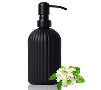 Topsky Glass Soap Dispenser with Black Metal Pump, 400ml Liquid Hand Soap Dispenser, Rustproof Pump for Kitchen & Bathroom, Great for Lotions, Essential Oil, Liquid Soaps Matte Black