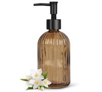 Topsky Glass Soap Dispenser with Black Plastic Pump, 400ml Liquid Hand Soap Dispenser, Rustproof Pump for Kitchen & Bathroom, Great for Lotions, Essential Oil, Liquid Soaps (Amber)