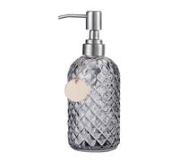 Topsky Glass Soap Dispenser with Siliver Metal Pump - 400ml Liquid Hand Soap Dispenser - Rustproof Pump for Kitchen & Bathroom, Great for Lotions, Essential Oil, Liquid Soaps Grey