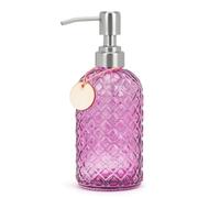 Topsky Glass Soap Dispenser with Siliver Metal Pump - 400ml Liquid Hand Soap Dispenser - Rustproof Pump for Kitchen & Bathroom, Great for Lotions, Essential Oil, Liquid Soaps Purple