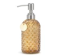 Topsky Glass Soap Dispenser with Siliver Metal Pump - 400ml Liquid Hand Soap Dispenser - Rustproof Pump for Kitchen & Bathroom, Great for Lotions, Essential Oil, Liquid Soaps Amber