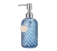 Topsky Glass Soap Dispenser with Silver Metal Pump 400ml Blue | Refillable Liquid Hand Soap Dispenser, Rustproof Pump for Kitchen & Bathroom, Great for Lotions, Essential Oil, Liquid Soaps