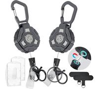Topsky Retractable Keychain - 2 Pack Heavy Duty Badge Holder and Lanyard - Key Chains for Men - ID Card Holder Retractable with 32.6'' Coated Steel Cord and Key Ring - Bearing 15 oz