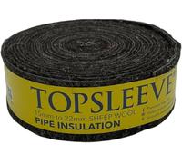 Topsleeve Sheep Wool Pipe Insulation, 15mm-22mm, 7.2 Metre Roll, Black