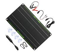 Topsolar 10 Watt 12 Volt Solar Trickle Charger 10W 12V Solar Panel Car Battery Charger Portable Solar Battery Maintainer for Car Motorcycle Boat Marine RV + Cigarette Lighter Plug Alligator Clip