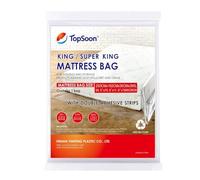 TopSoon Super King Mattress Bag, Heavy Duty Super King Size Mattress Cover for Moving House & Self Store, Plastic Mattress Storage Bag Protector,Strong,Reusable,Tearproof(3mil, 98.5" x 75.6" x 11.8")