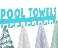 Topspeeder Blue Pool Towel Rack 10 Hooks Wall Mount Carbon Steel Hanger Organizer Indoor Outdoor for Robe, Towel, Coat, Swimsuit, Umbrella, Bag, Keys