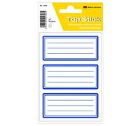 TopStick 1346 Book Labels, 3 Labels Per Sheet, 76 x 35 mm, 15 Labels, Self Adhesive, School Stickers for Hand Labelling, Blue White