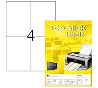 TopStick Self Adhesive Multipurpose Labels, 4 Labels per A4 Sheet, 800 Sheets, 105 x 148 mm, 3200 Labels, Blank Universal Labels Stickers, Sticky Labels for Laser & Inkjet Printer, White