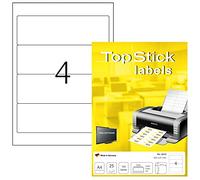TopStick 8413 Lever Arch File Labels, 4 Labels Per A4 Sheet, 192 x 61 mm, 3200 Labels, Self Adhesive, Stickers for Laser and Inkjet Printers, White