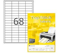 TopStick 8729 Multi-Purpose Labels, 68 Labels Per A4 Sheet, 48.5 x 16.9 mm, 6800 Labels, Self Adhesive, Mini Stickers for Laser and Inkjet Printers, White