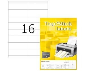 TopStick 8759 Multi-Purpose Labels, 16 Labels Per A4 Sheet, 105 x 35 mm, 16000 Labels, Self Adhesive, Stickers for Laser and Inkjet Printers, White
