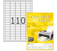 TopStick A4 Self Adhesive Address Labels, 110 Labels Per Sheet, 1,000 Sheets, 38.1 x 12.7 mm, 110,000 Labels, Blank Printer Labels For Laser & Inkjet, Printable Sticky Paper Labels