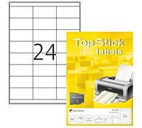 TopStick Self Adhesive Multipurpose Labels, 24 Labels per A4 Sheet, 100 Sheets, 70 x 33.8 mm, 2400 Labels, Blank Universal Labels Stickers, Sticky Labels for Laser & Inkjet Printer, White