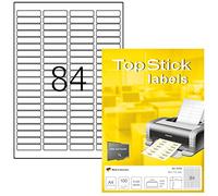 TopStick Self Adhesive Multipurpose Labels, 84 Labels per A4 Sheet, 100 Sheets, 46 x 11.1 mm, 8400 Labels, Blank Universal Labels Stickers, Sticky Labels for Laser & Inkjet Printer, White