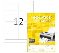 TopStick Multipurpose Labels, 12000 Blank Universal Stickers, A4 Sheets, 96.5 x 42.3 mm, White