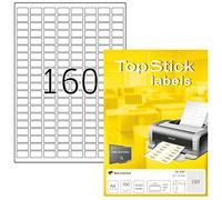 TopStick Self Adhesive Multipurpose Labels, 160 Labels per A4 Sheet, 100 Sheets, 22 x 12 mm, 16000 Labels, Blank Universal Labels Stickers, Sticky Labels for Laser & Inkjet Printer, White
