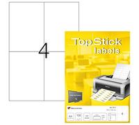 TopStick Self Adhesive Multipurpose Labels, 4 Labels per A4 Sheet, 100 Sheets, 105 x 148 mm, 400 Labels, Blank Universal Labels Stickers, Sticky Labels for Laser & Inkjet Printer, White
