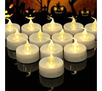 Topstone Flameless Candles with Timer,Timing Electric Tealight Candles,Battery Operated Fake Candles,Warm White Led Votive Candles for Christmas,Halloween,Party Decoration,Pack of 12
