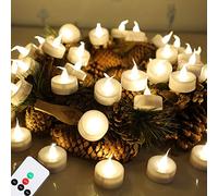 Topstone LED Candles with Remote and Timer,400+ Hours Battery Life,Realistic Flickering Flameless Votive Candles,Safe Decorative Lighting for Christmas/Wedding/Home Decor - 12 Pack Warm White