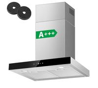 TopStrong 60cm Cooker Hood, Wall Mounted Kitchen Extractor Fan, 450m³/h Stainless Steel Extractor Hood, Carbon Filters, Recirculating & Ducted Vent Hood, 3-Speed Boost