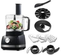 TopStrong Food Processor, 6-in-1 Food Processor and Blender Multifunctional for Chopping, Slicing, Shredding and Kneading Dough, 3 Speeds with Pulse, 2L Mixing Bowl, 3-in-1 Cutting Disc, 800W, Black