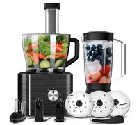 TopStrong Food Processor, Food Processor and Blender Multifunctional for Chopping Blending Kneading Whisking Juicing, 1100W, 3 Speeds and Pulse Function, 3.2 L Bowl and 1.5L Jug Blender, Black