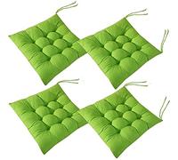 Topstylehouse 4 PCS Soft Chair Pads, Chair Seat Pads with Ties, Chair Cushions Dining Room for Garden Patio Kitchen Dining (Green,45x45cm)