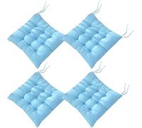 Topstylehouse 4 PCS Soft Chair Pads, Chair Seat Pads with Ties, Chair Cushions Dining Room for Garden Patio Kitchen Dining (Blue,45x45cm)