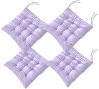 Topstylehouse 4 PCS Soft Chair Pads, Chair Seat Pads with Ties, Chair Cushions Dining Room for Garden Patio Kitchen Dining (Purple,45x45cm)