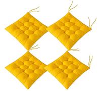 Topstylehouse 4 PCS Soft Chair Pads, Chair Seat Pads with Ties, Chair Cushions Dining Room for Garden Patio Kitchen Dining (Yellow,45x45cm)