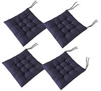 Topstylehouse 4 PCS Soft Chair Pads, Chair Seat Pads with Ties, Chair Cushions Dining Room for Garden Patio Kitchen Dining (Dark Blue,45x45cm)