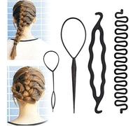 Topsy tail, DIY Hair Styling Accessories Tools, Hair Hairstyles Set, Magic Easy Fast Spiral Braid Braiding Hair Styling Set for Women, Girls, Toddlers, Girls (4 Pieces Braiding Tool Roll Set)