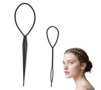 Topsy Tail Hair Tool, Pony Tail Hair Braiding Tool Bands Looping Tool Hair Pull Through Tool Hair Loop Tool Hair Hoop Tool for Women Girls Styling Maker (black)