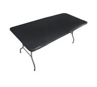 TopTableCloth 4ft 48 x 24 inch Black Rectangle Picnic Table Cover Elastic Tablecloth on The Corner for Folding Table Outdoor TableCloths Plastic Vinyl Waterproof Stay Put Party Birthday Home