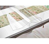 Toptablecloths 1.5mm Clear Plastic Table Cloth Cover Wipeable PVC Waterproof Table Protector (40x80 cm), Transparent