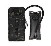 TOPTACPRO Tactical Hydration Pouch with Inner Bladder Water Bag Laser Cut MOLLE Hydration Pouch for Hiking Biking Running and Climbing (B:Multi-camo Black)