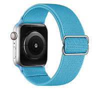 TopTen Elastic Watch Band Compatible with Apple Watch Strap, Soft Fabric Nylon Bracelet Adjustable Stretch Wrist Band Replacement for iWatch Series 6,5,4,3,2,1 38mm 40mm 42mm 44mm (Sky Blue, 42/44MM)