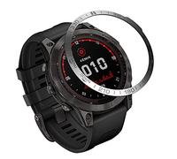 TopTen Stainless Steel Bezel Ring Adhesive Cover Scratch Collision Protection Case Compatible with Garmin Fenix 7X Smartwatch (Silver)